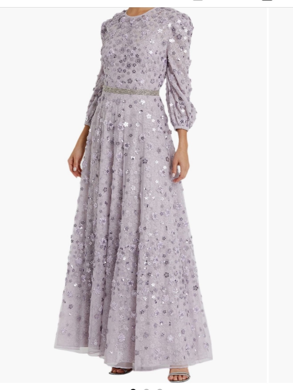Mac Duggal Lavender Sequin Floral Maxi Gown